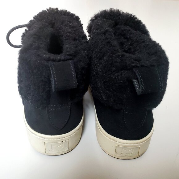 Marc Fisher High Top Sneakers Booties 7.5 Black Suede with Shearling - Picture 4 of 6